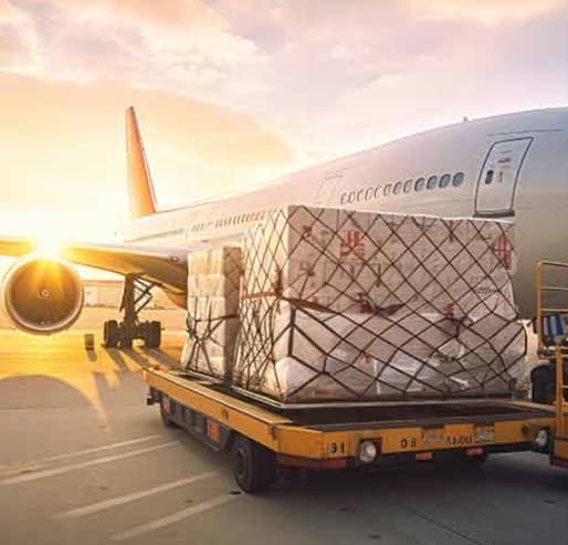 Cargo plane being loaded with freight for air shipping